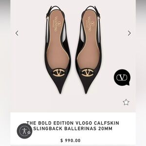 Valentino VLOGO CALFSKIN SLINGBACK BALLERINAS 20MM with Shoe Bag